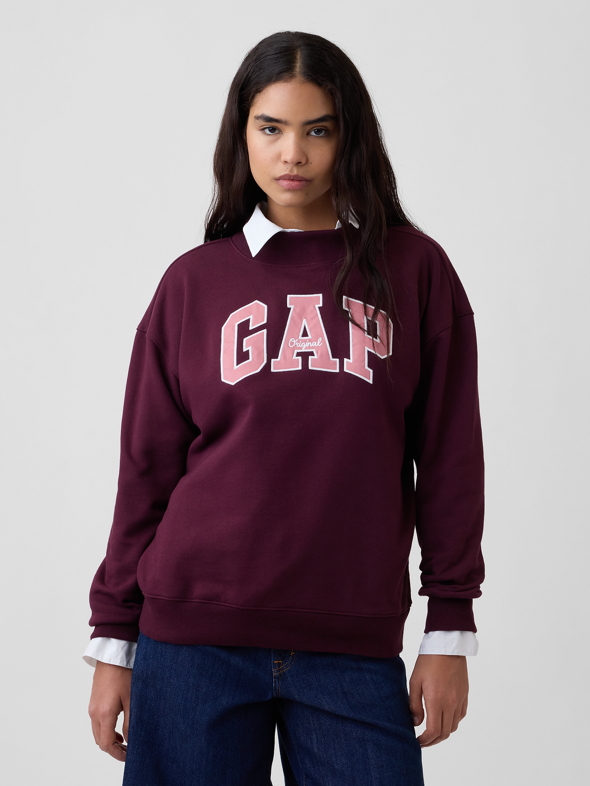 Oversized Gap Logo Mockneck Tunic Sweatshirt - Vamp Red