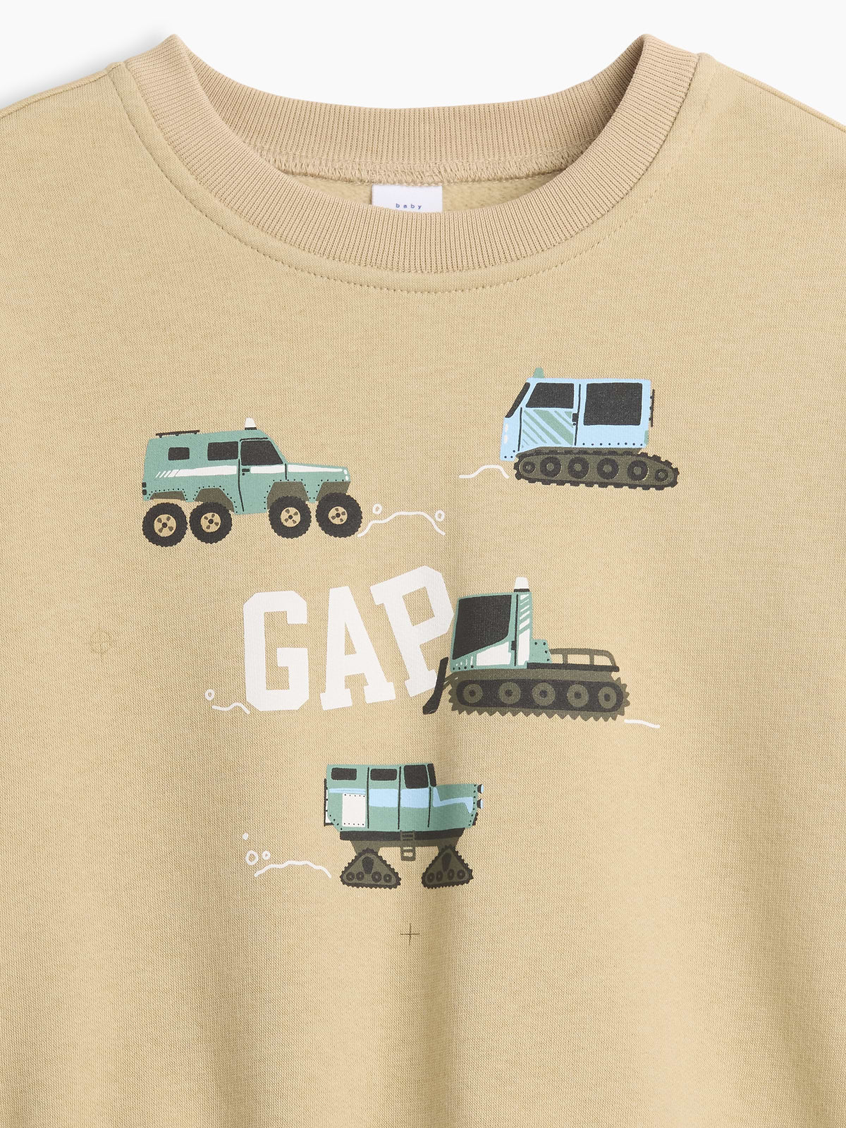 babyGap Relaxed Crewneck Sweatshirt - Iconic Khaki Logo Trucks