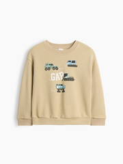 babyGap Relaxed Crewneck Sweatshirt - Iconic Khaki Logo Trucks