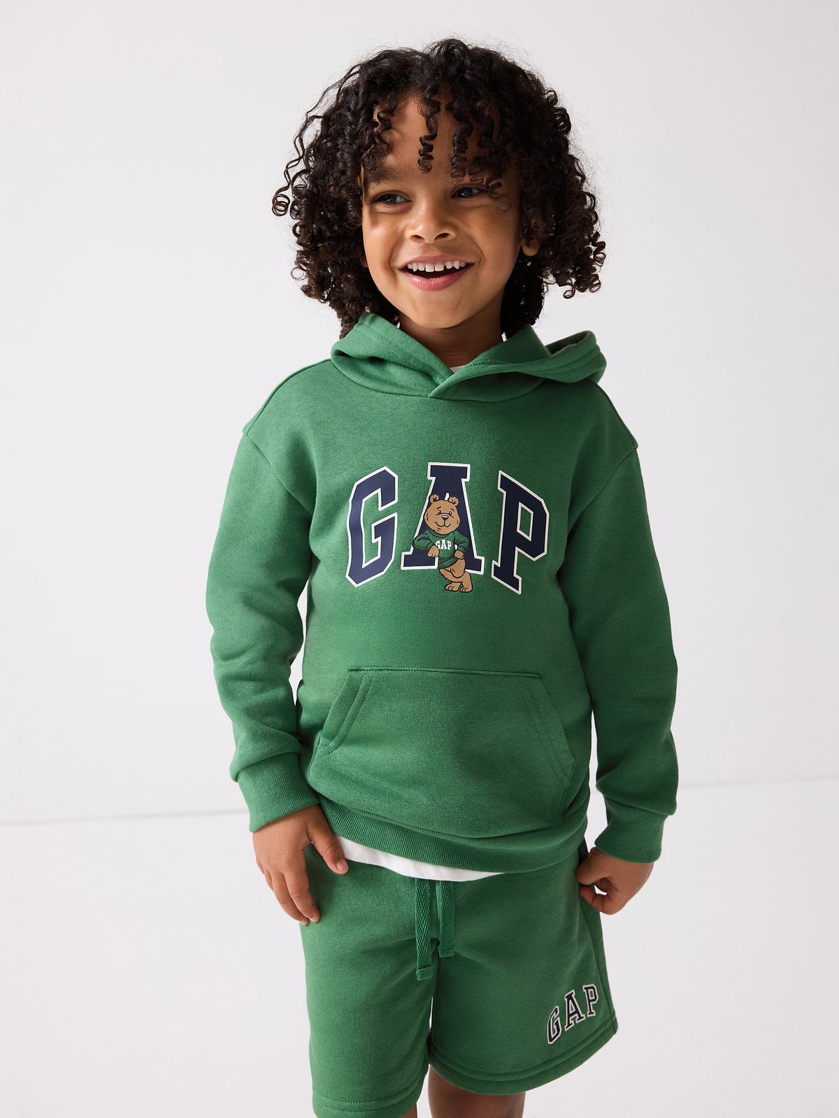 babyGap Relaxed Brannan Bear Logo Hoodie - Summer Spruce Green