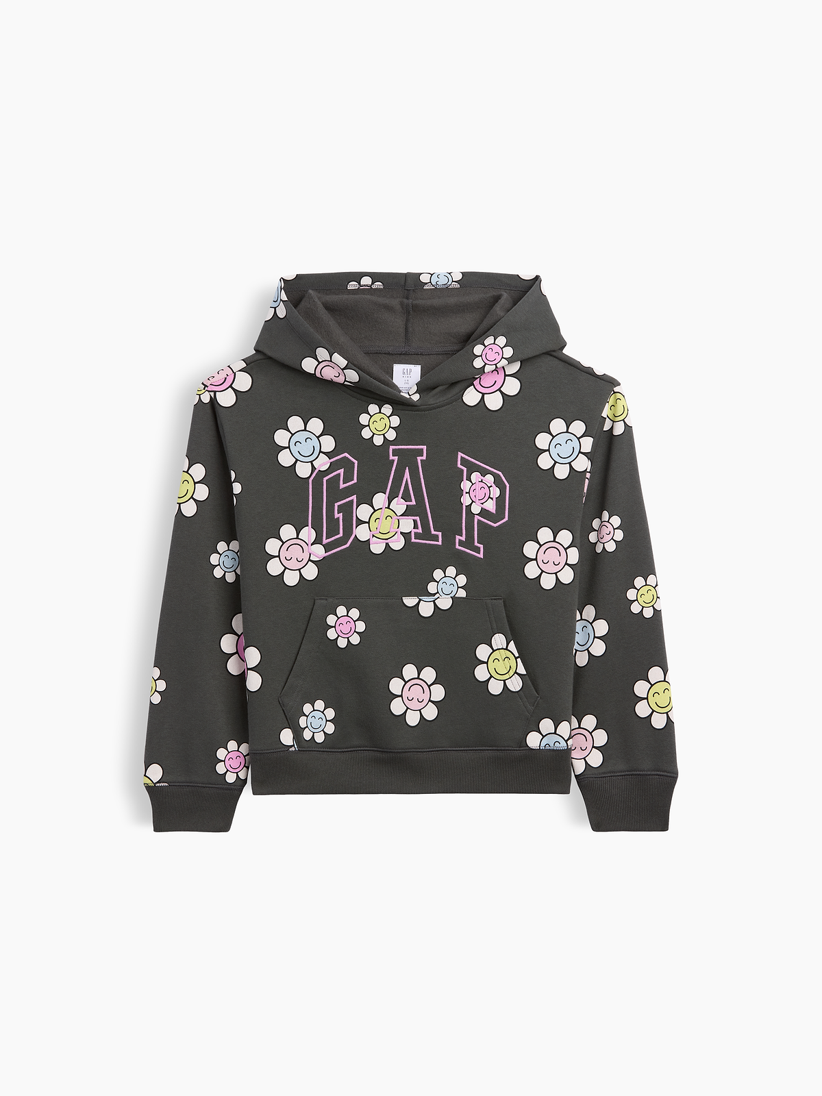 Kids Relaxed Gap Logo Hoodie - Smiley Face Grey