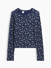 Kids Ribbed T-Shirt - Navy Floral
