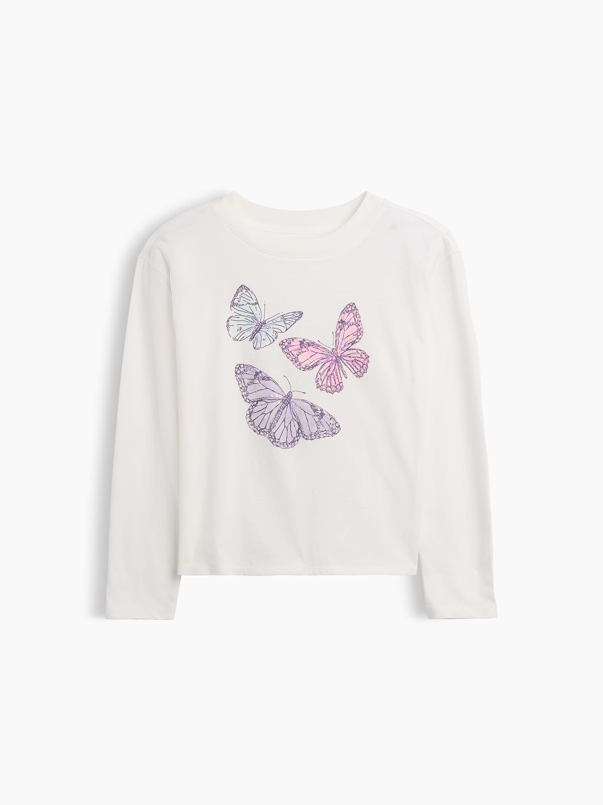 Kids Oversized Graphic T-Shirt - Butterfly White