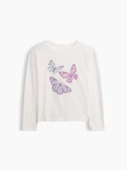 Kids Oversized Graphic T-Shirt - Butterfly White