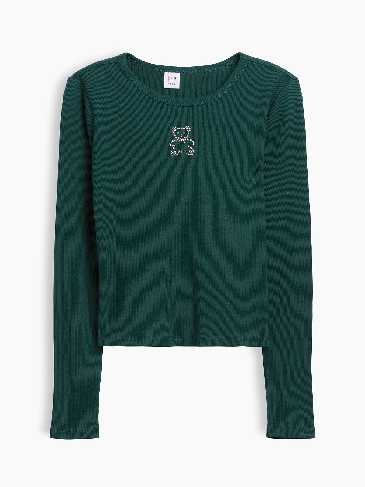 Kids Ribbed T-Shirt - Tropic Green Bear