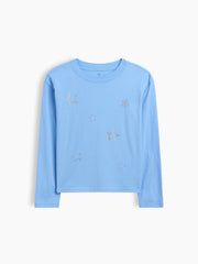 Kids Oversized Graphic T-Shirt - Blue Silver Star