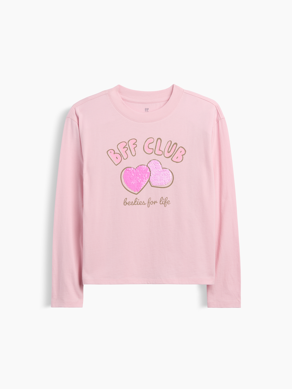 Kids Oversized Graphic T-Shirt - Bff Pink Flip Sequin