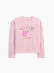 Kids Oversized Graphic T-Shirt - Bff Pink Flip Sequin
