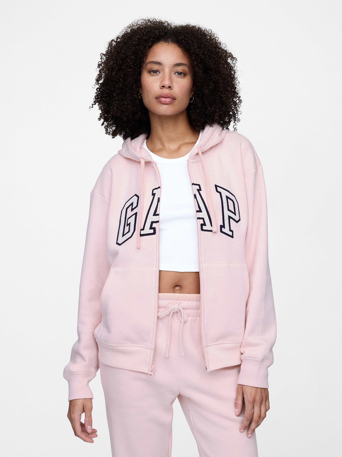 Relaxed Gap Logo Zip Hoodie - Misty Pink Rose