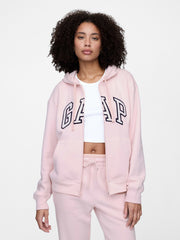 Relaxed Gap Logo Zip Hoodie - Misty Pink Rose