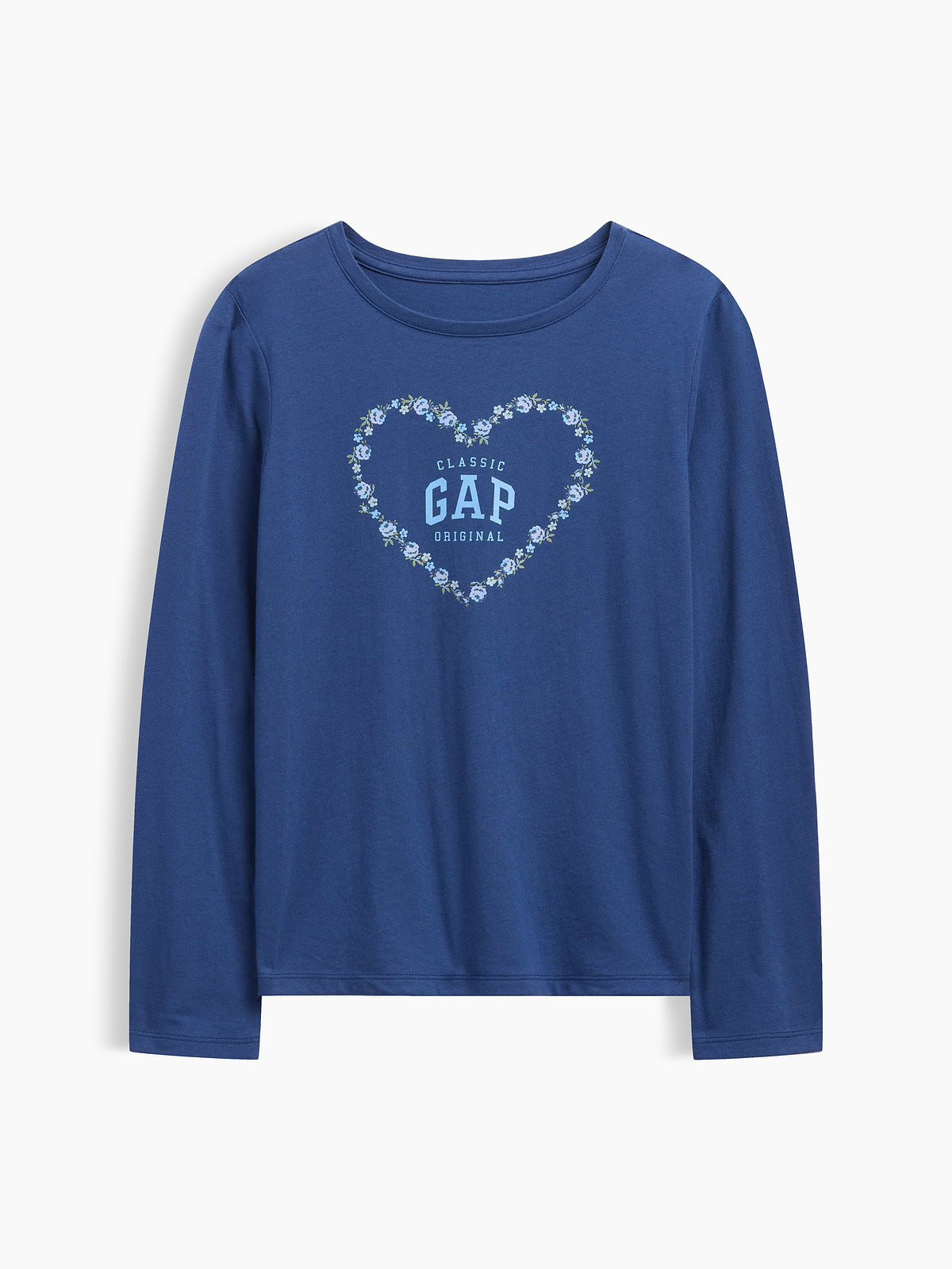 Kids Graphic T-Shirt - Blue Floral Heart