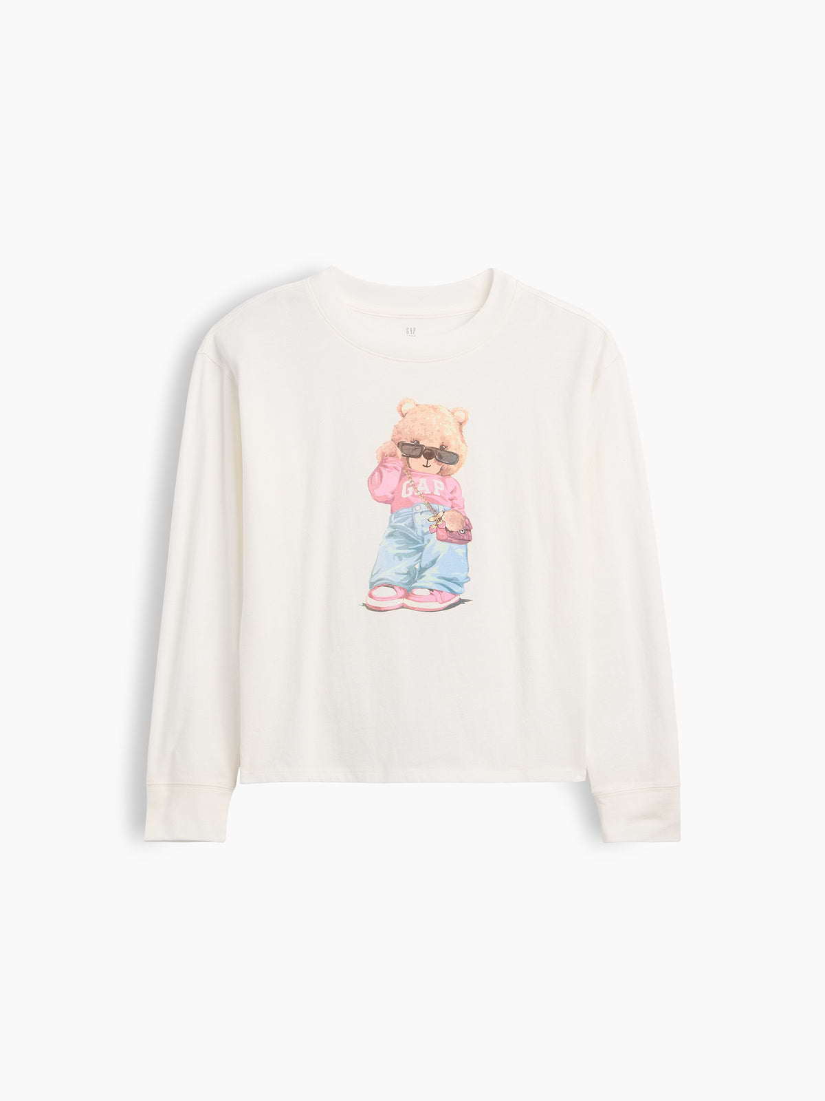 Kids Oversized Graphic T-Shirt - Bear White