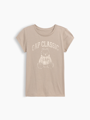 Kids Graphic T-Shirt - Beige Bear Logo