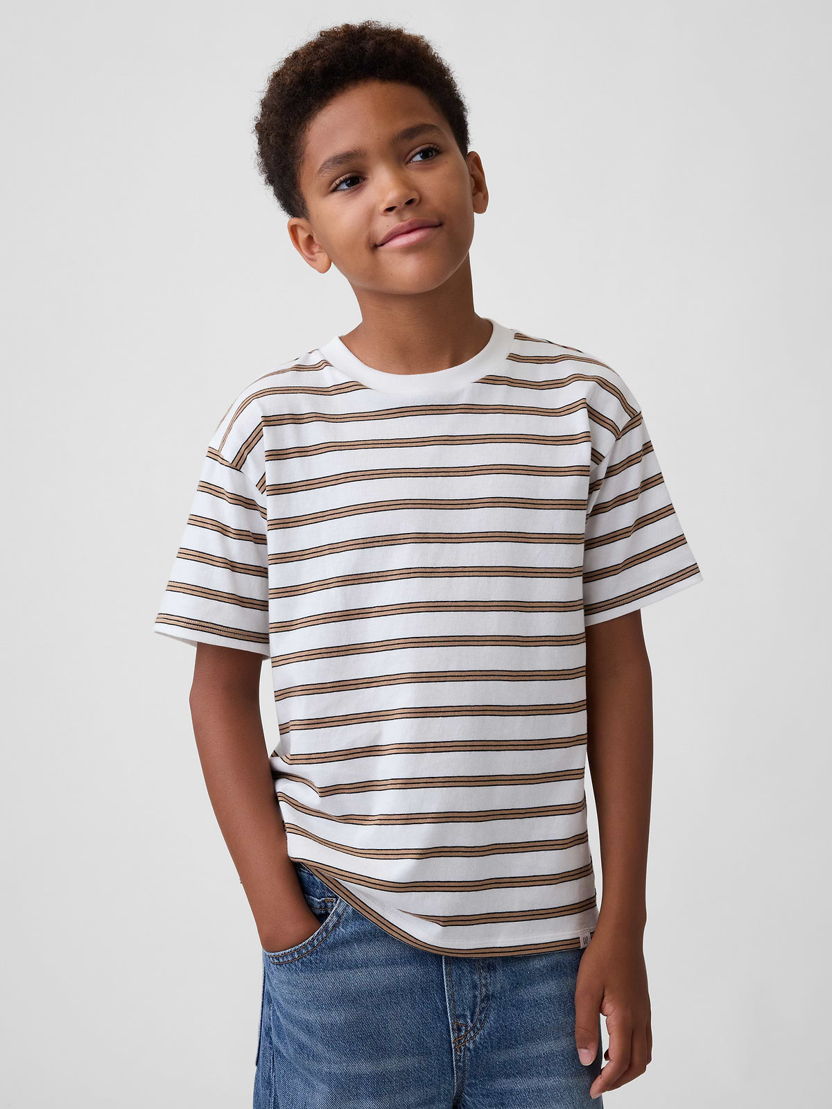 Kids Everyday Soft Relaxed Graphic T-Shirt - Brown Stripe