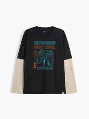 Kids Relaxed Graphic T-Shirt - Black