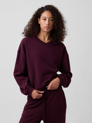Oversized Wedge V-Neck Sweatshirt - Vamp Red