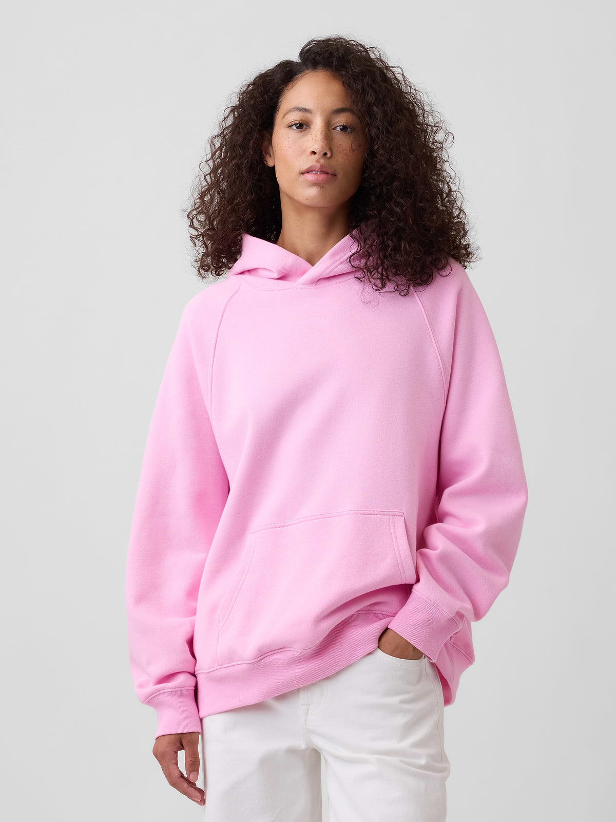 Oversized Fleece Hoodie - Pink Frosting
