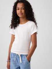 Kids Ribbed Crewneck T-Shirt - New Off White