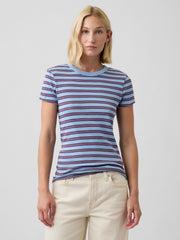 Ribbed Crewneck T-Shirt - Blue Suede Stripe