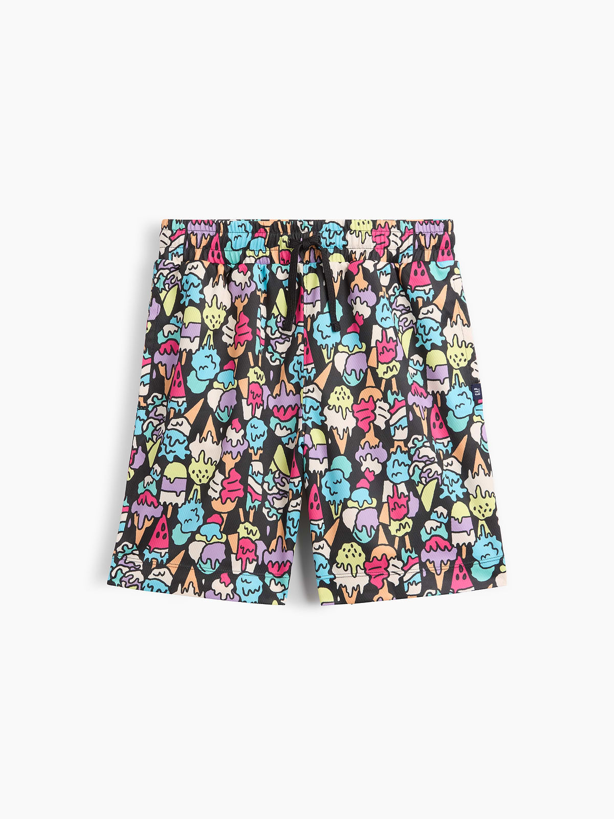 Kids 100% Recycled Pull-On Mesh Shorts - Black Ice Cream