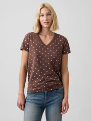 Favorite V-Neck T-Shirt - Brown Dot