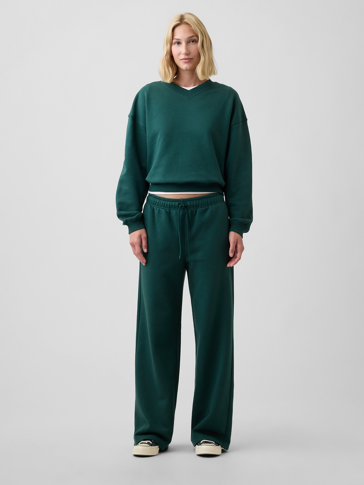 Oversized Wedge V-Neck Sweatshirt
