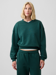 Oversized Wedge V-Neck Sweatshirt - Deep Hunter Green
