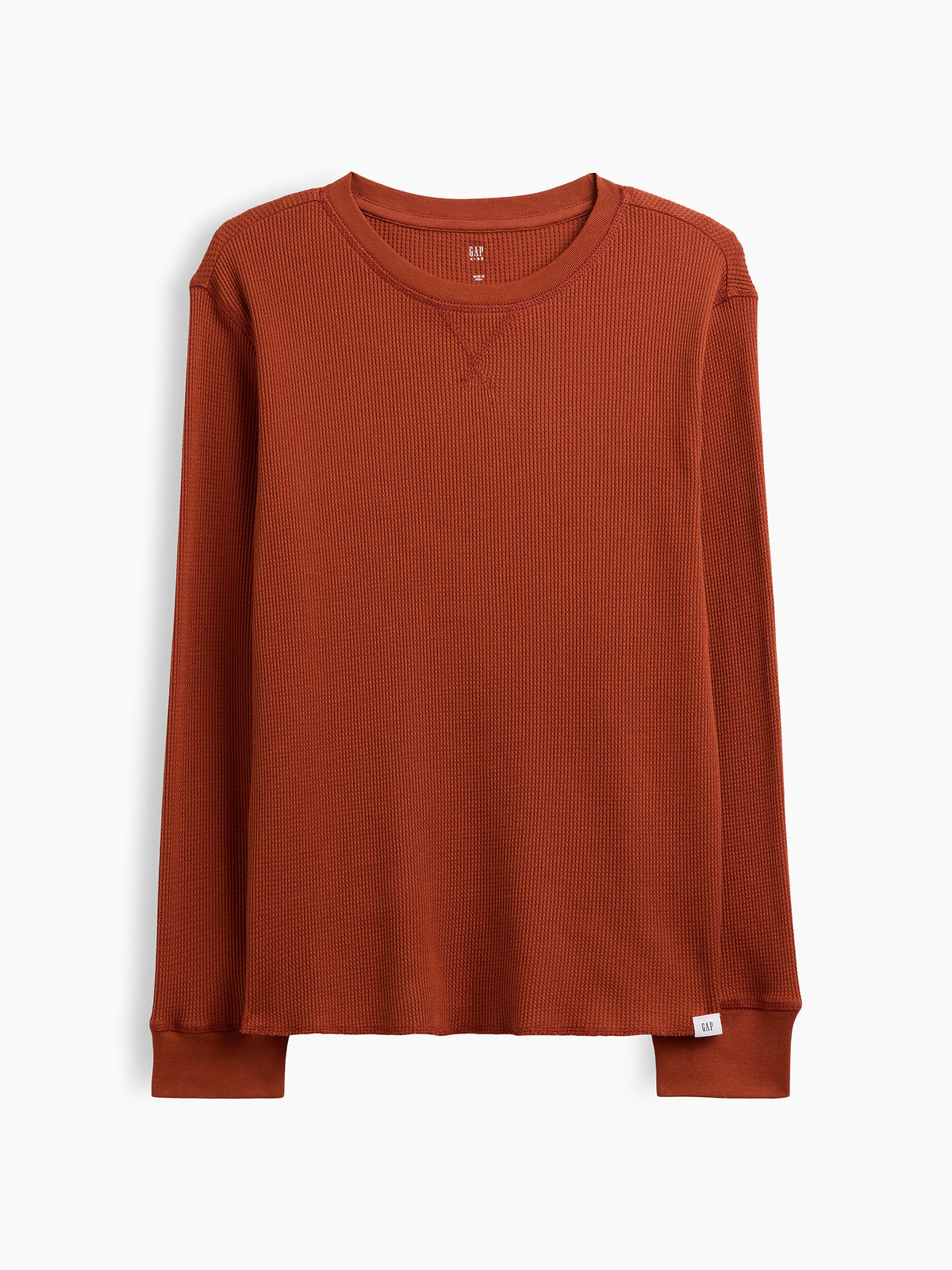 Kids Waffle-Knit Crewneck T-Shirt - Brown Copper Spice