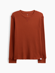 Kids Waffle-Knit Crewneck T-Shirt - Brown Copper Spice