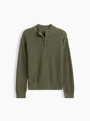 Kids Relaxed Quarter-Zip Sweater - Tweed Green