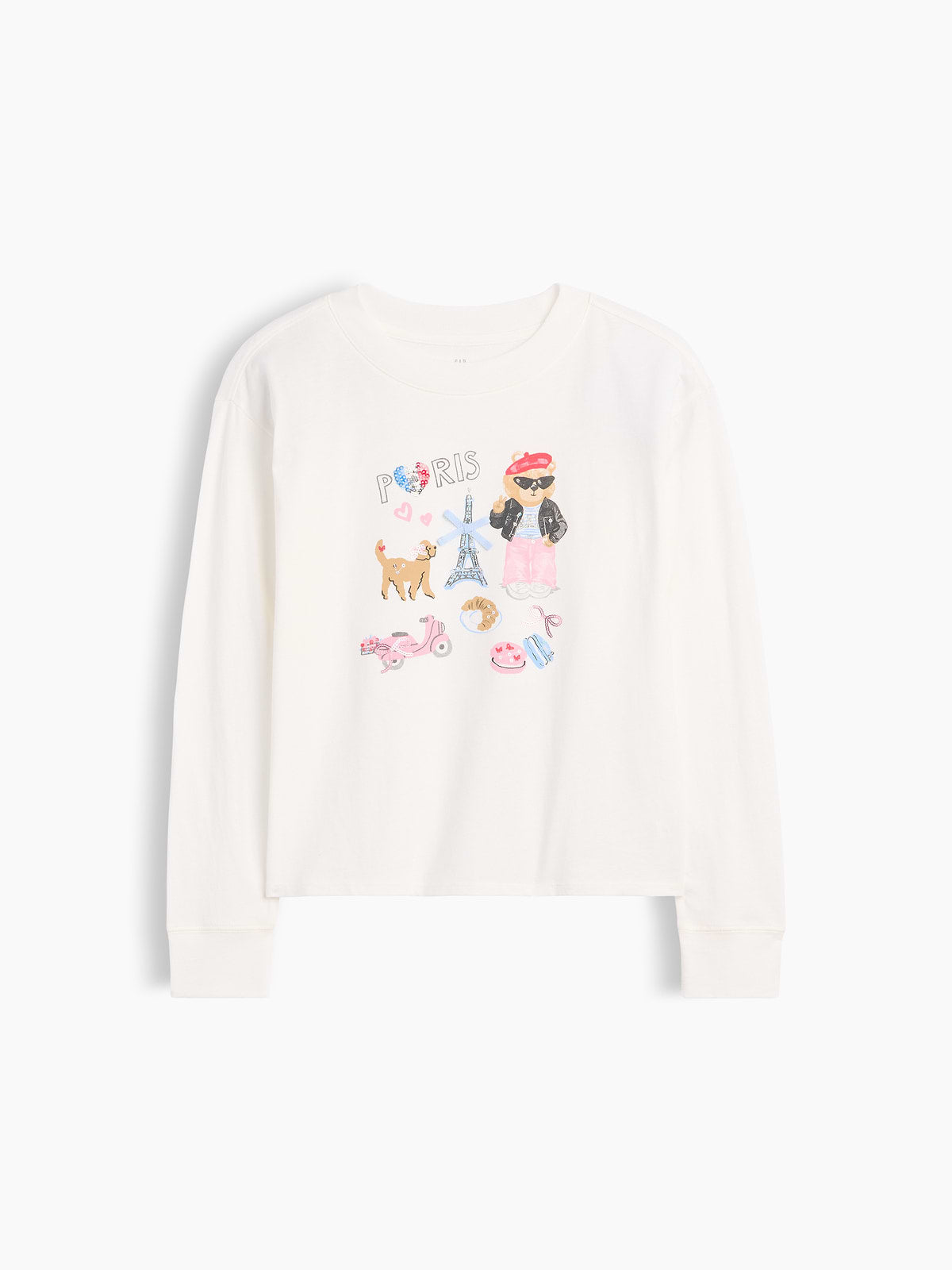 Kids Oversized Graphic T-Shirt - Paris White