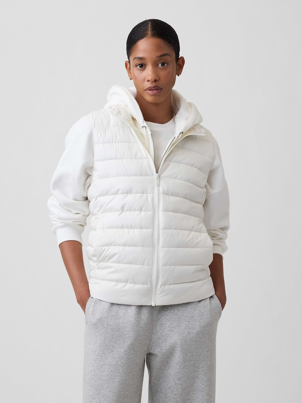 Relaxed Puffer Vest - Ivory Cream Frost