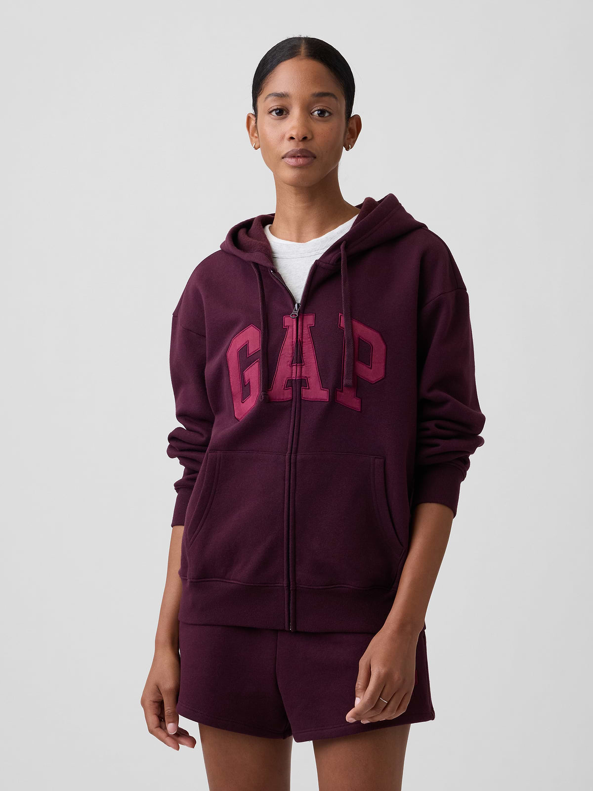 Relaxed Gap Logo Zip Hoodie - Vamp Red