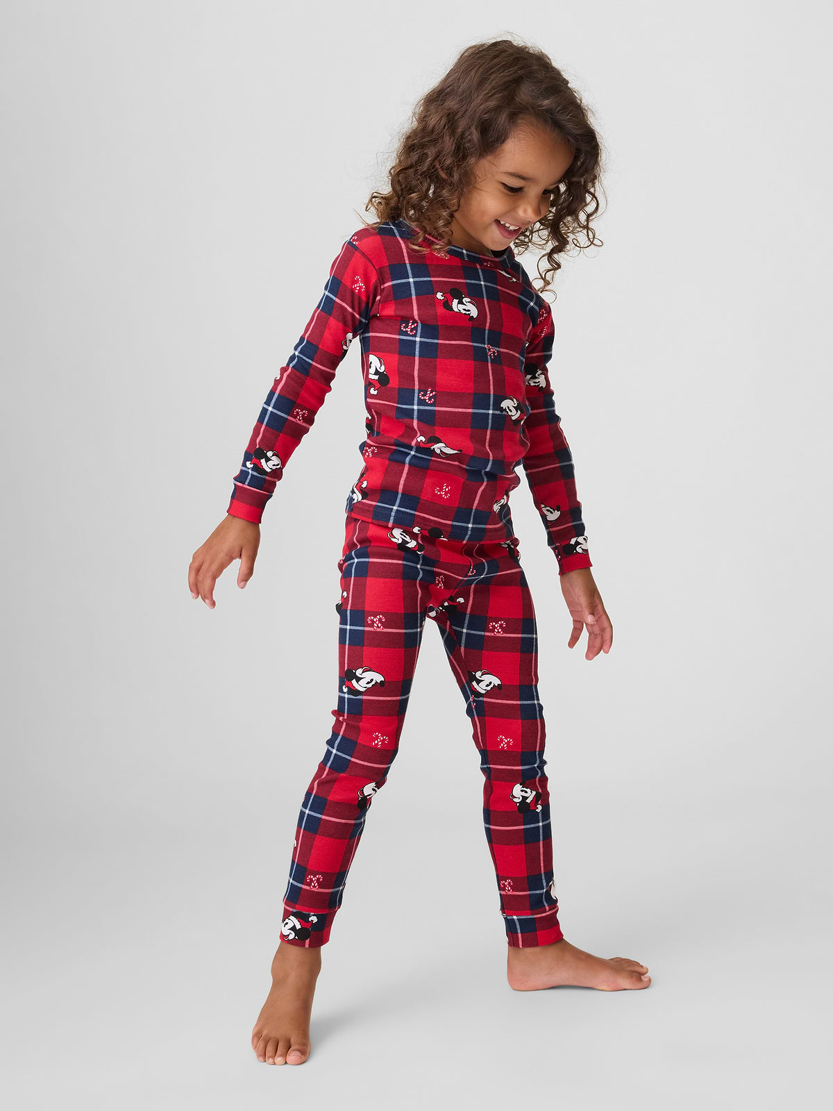 Kids & babyGap × Disney Mickey Mouse Print PJ Set - Disney Plaid Red