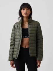 Relaxed Quilted Puffer Jacket - Tweed Green