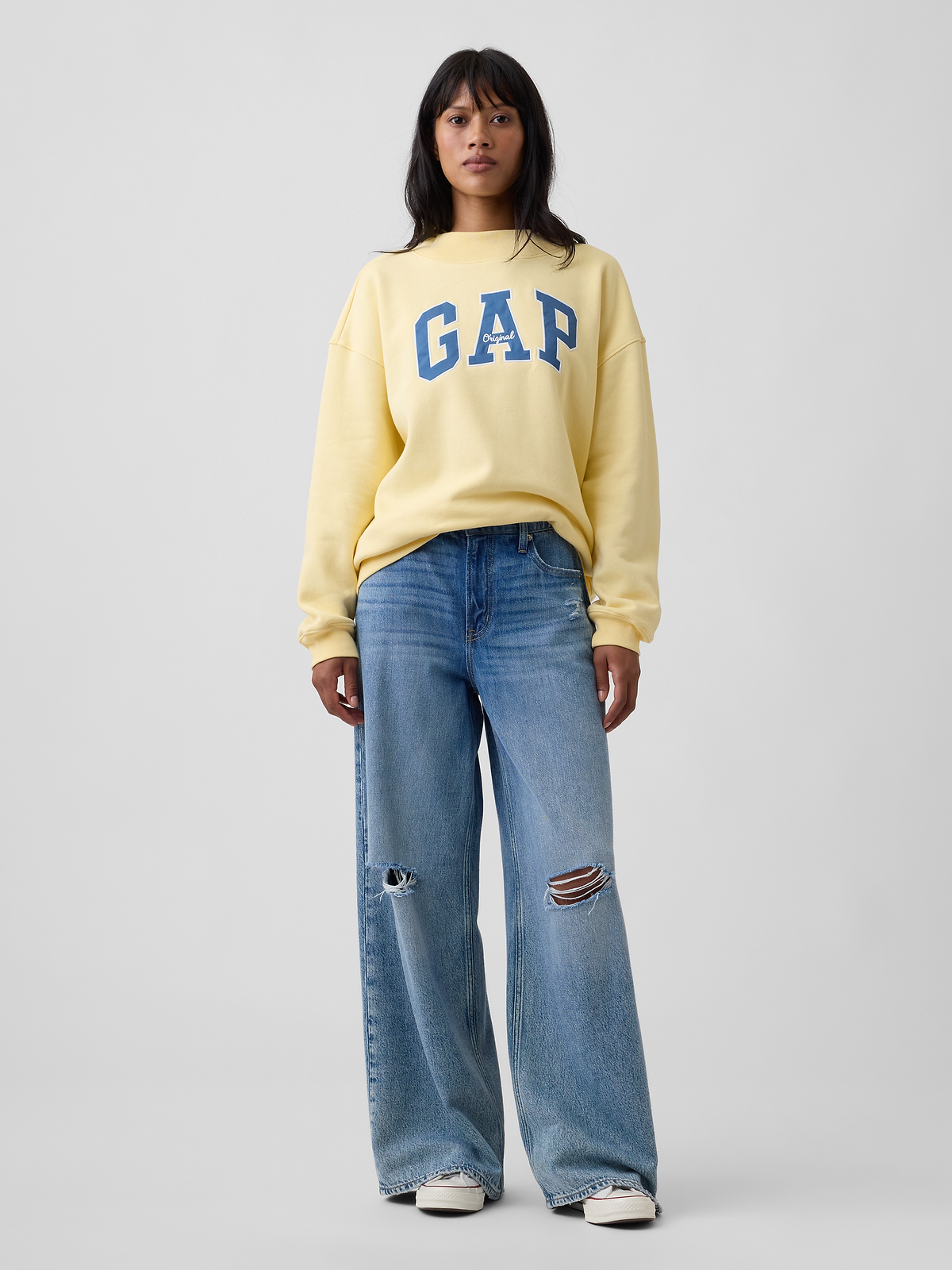 Oversized Gap Logo Mockneck Tunic Sweatshirt