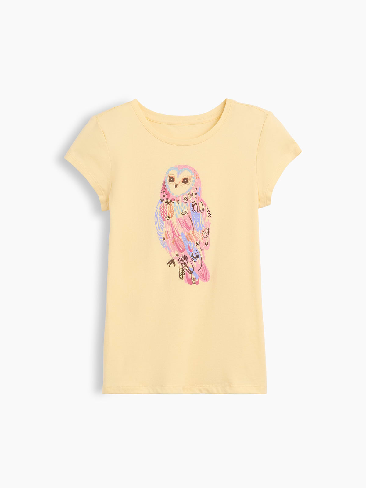 Kids Graphic T-Shirt - Light Yellow Owl