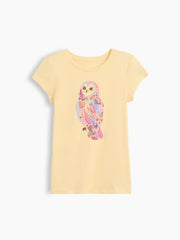 Kids Graphic T-Shirt - Light Yellow Owl