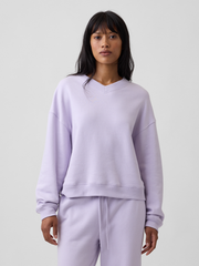 Oversized Wedge V-Neck Sweatshirt - Purple Orchid Petal