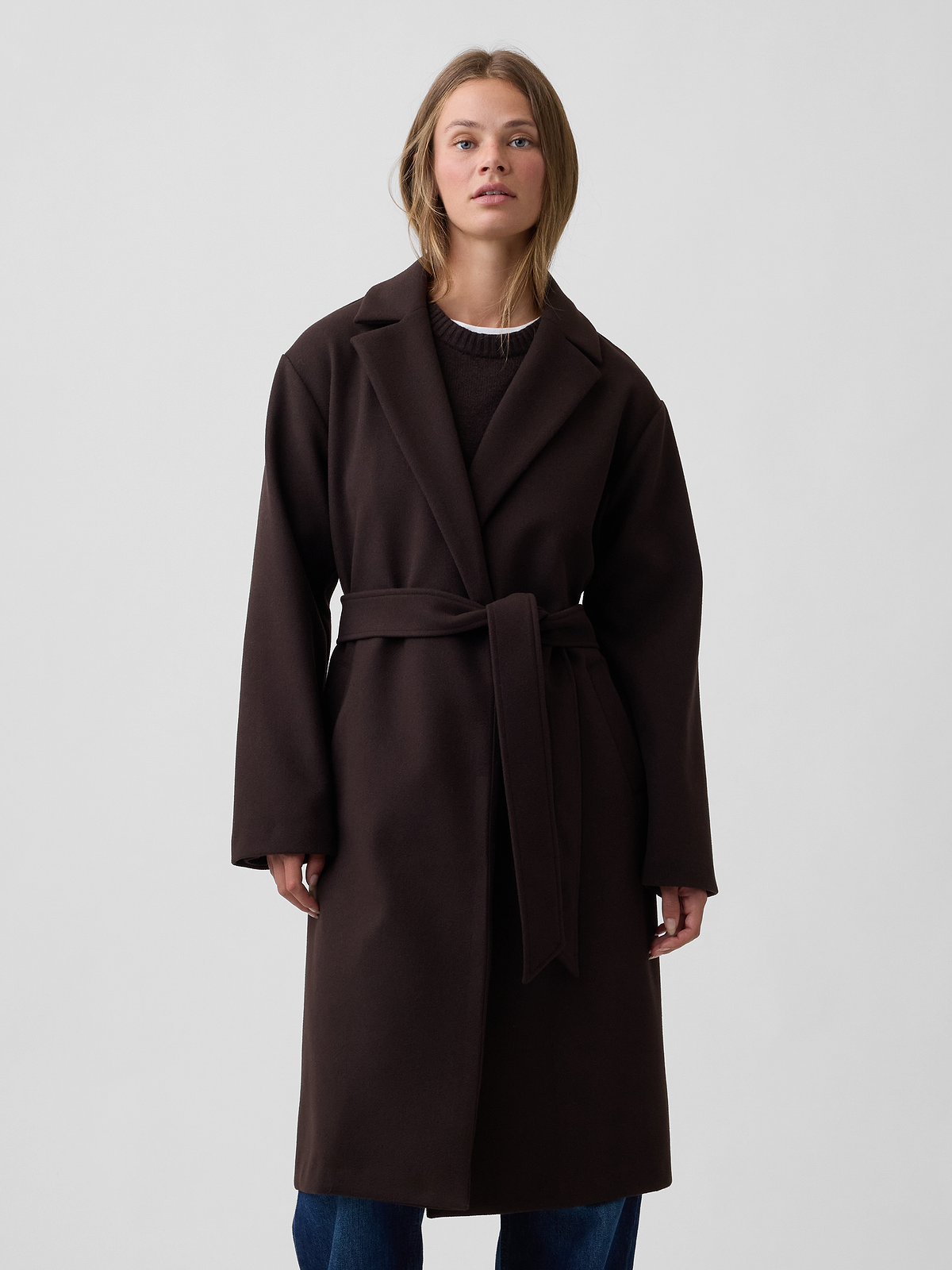 Relaxed Wrap Topcoat - Terra Brown