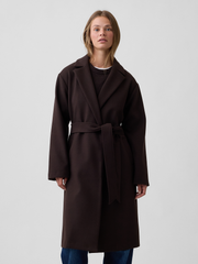 Relaxed Wrap Topcoat - Terra Brown