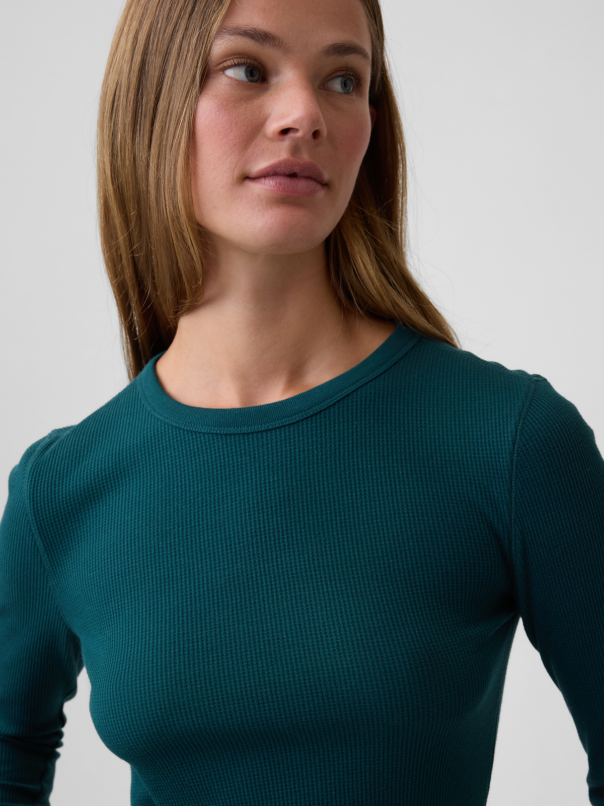 Waffle-Knit Crewneck T-Shirt