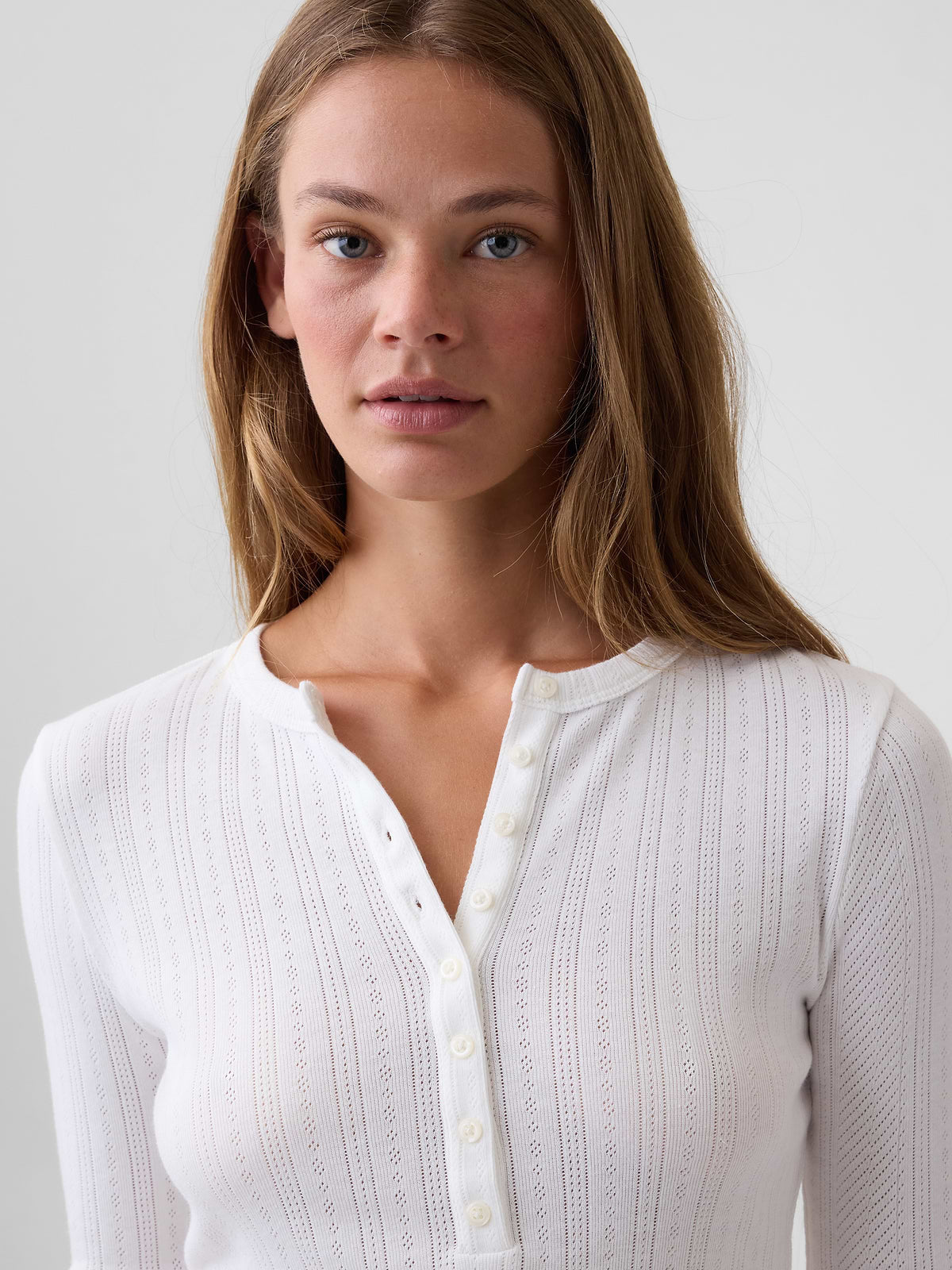 Pointelle Henley T-Shirt
