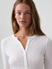 Pointelle Henley T-Shirt