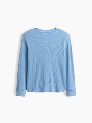 Kids Waffle-Knit Crewneck T-Shirt - Blue Suede