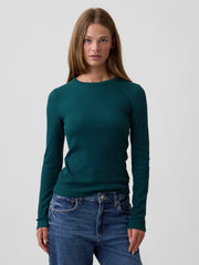 Waffle-Knit Crewneck T-Shirt - Tropic Green