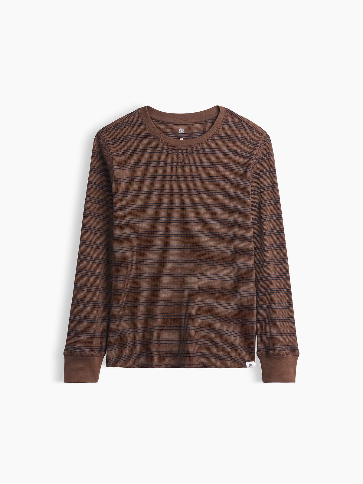 Kids Waffle-Knit Crewneck T-Shirt - Brown Stripe