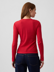 Waffle-Knit Crewneck T-Shirt