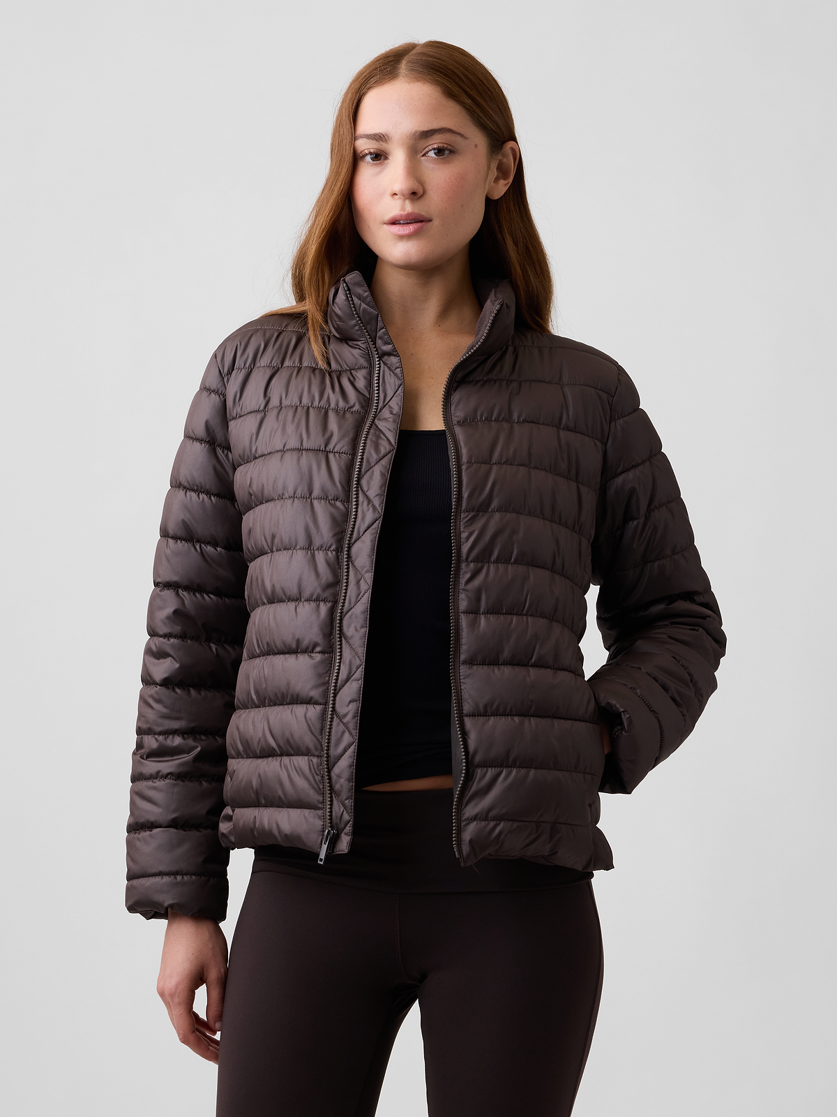 Relaxed Quilted Puffer Jacket - Terra Brown