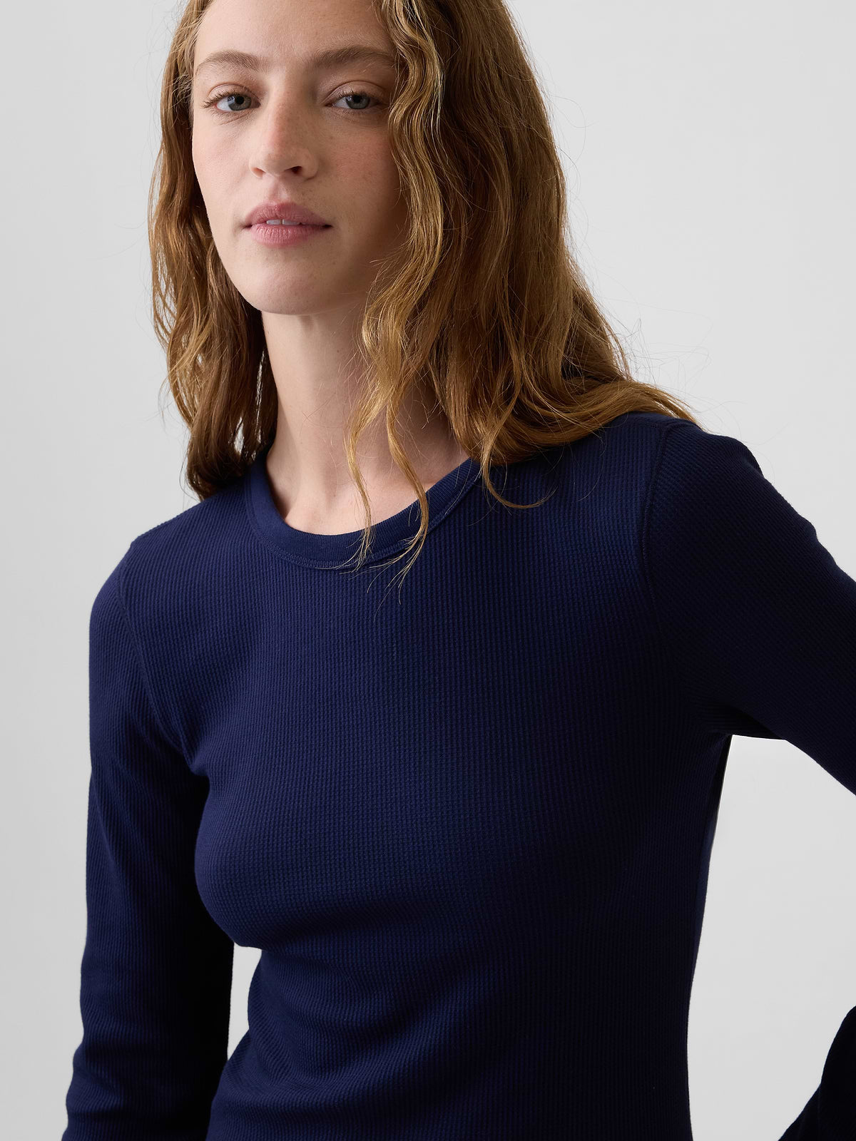 Waffle-Knit Crewneck T-Shirt